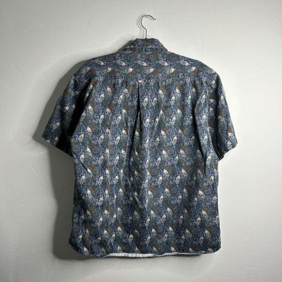90s vintage blue dragon button up short sleeve shirt size medium - Picture 2 of 5
